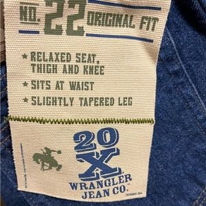 Twenty X  Size 29x34 style 22 Wrangler Men’s Jeans Vintage New w/Tags